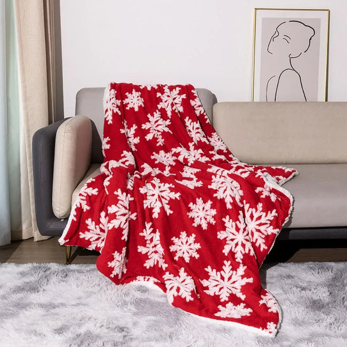 Lunvang™ Julepledd i fleece og lammeull med snøkrystaller
