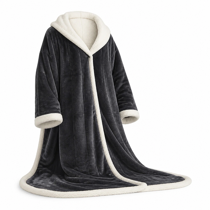 Lunvang™ Varmeteppe med ermer og fotlomme i fleece og sherpa