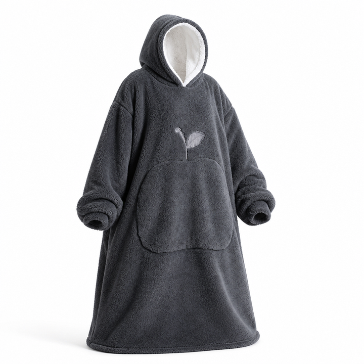 Oversized teppegenser i sherpafleece med ermer og lomme