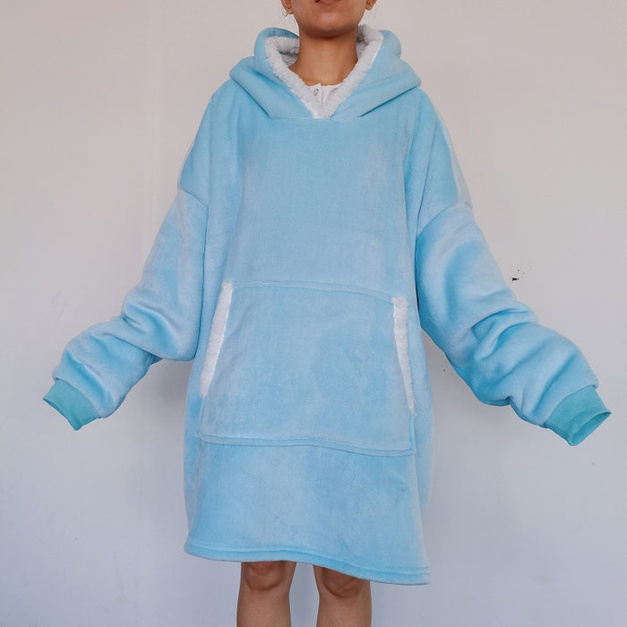 Lunvang Oversized pleddgenser med hette og sherpafôr