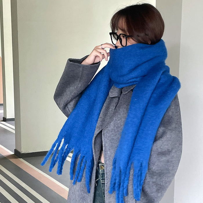 Lunvang Tykt oversized skjerf med lange dusker