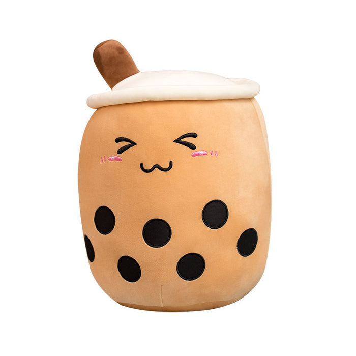 Lunvang Bubble tea-kosedyr i plysj med brodert ansikt