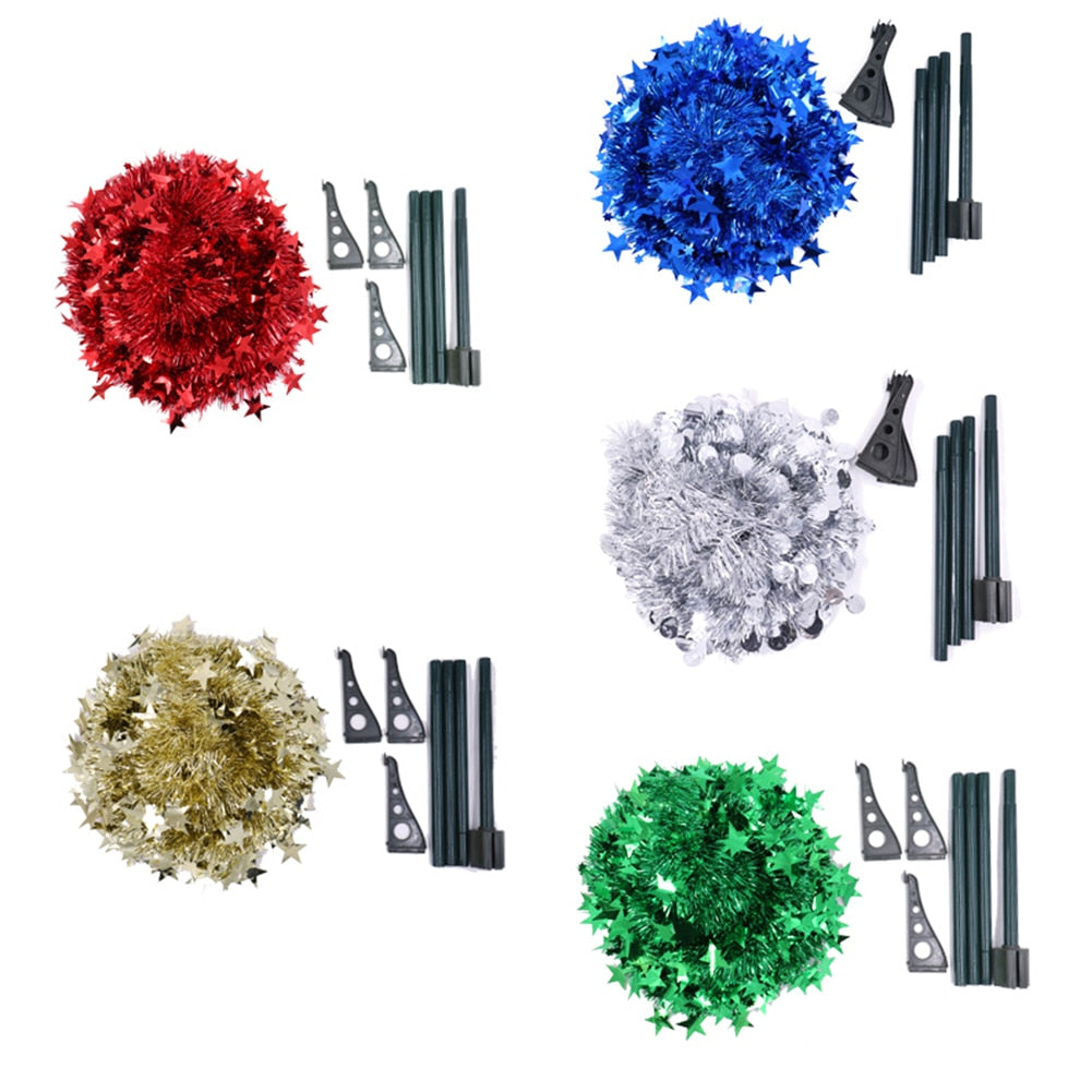 Kunstig juletre med glitter og stativ, sammenleggbart 120-150 cm