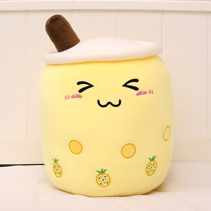 Lunvang Bubble tea-kosedyr i plysj med brodert ansikt