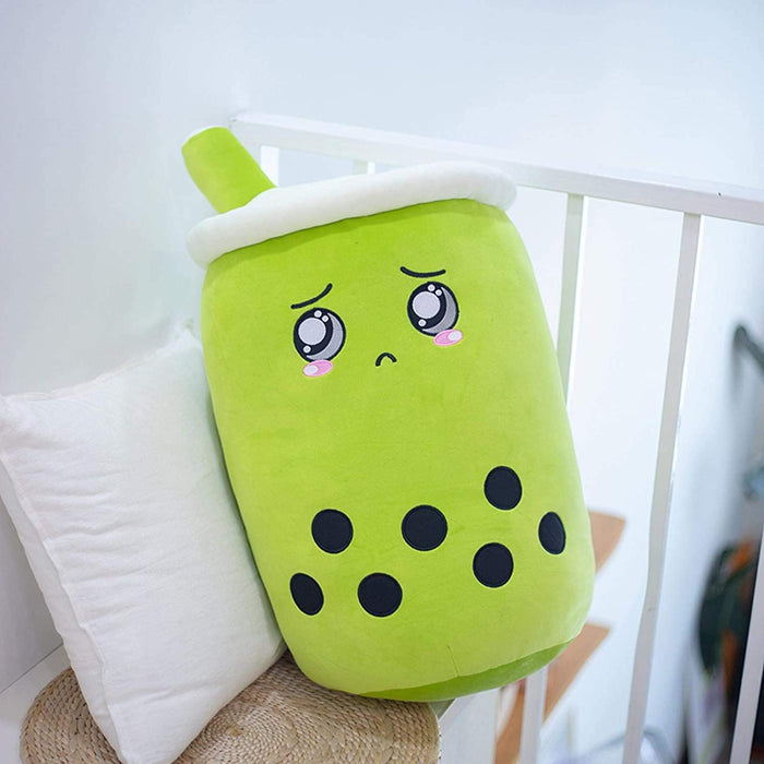 Lunvang Bubble tea-kosedyr i plysj med brodert ansikt