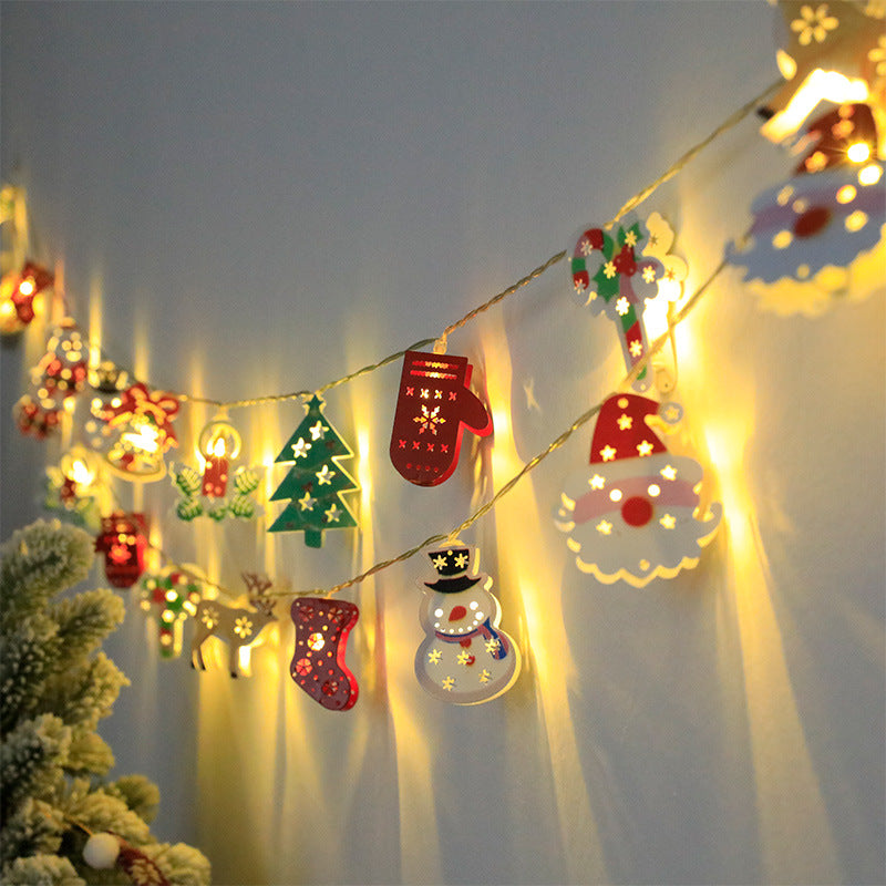LED-lysslynge til jul med nisse, elg og snømann