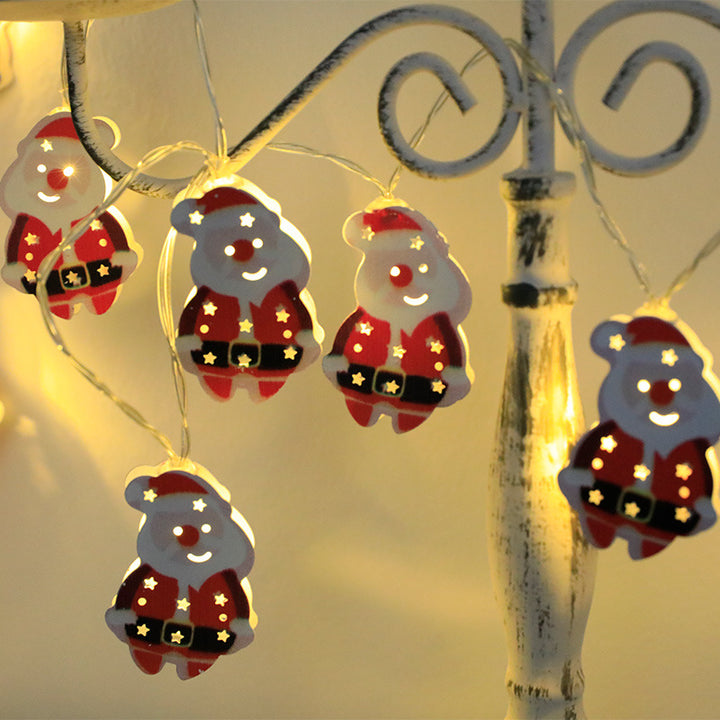 LED-lysslynge til jul med nisse, elg og snømann