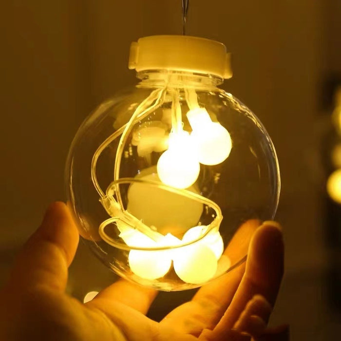 Lunvang Lysgardin med glasskuler og LED, for vindu og rom
