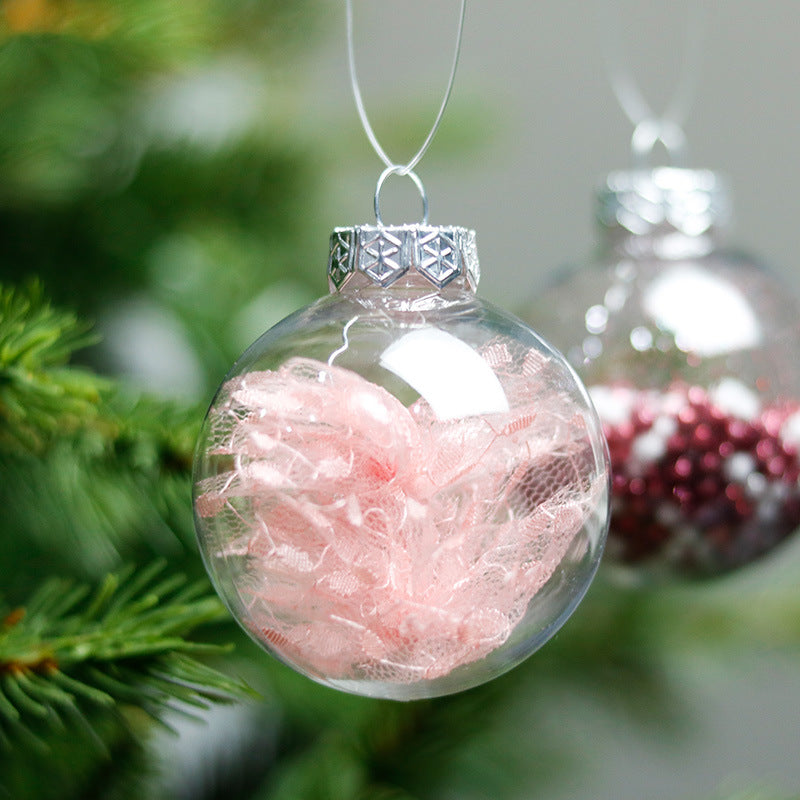 Julekuler i rosa, 24 stk. i 6 cm, PET-plast til juletreet