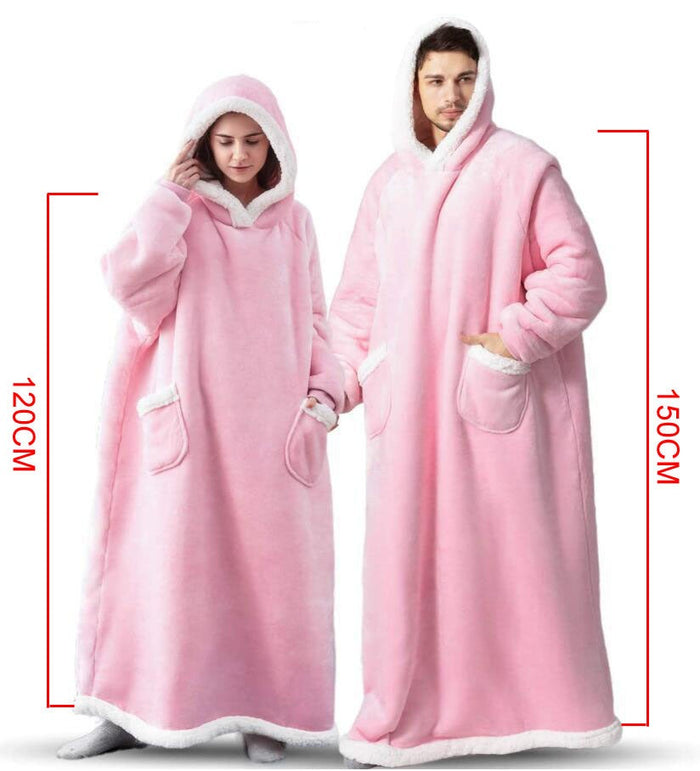 Lunvang™ Ekstra langt kosepledd med ermer og varm hette – unisex