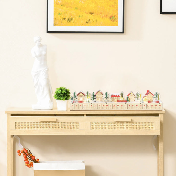 Lang adventskalender i tre med lys