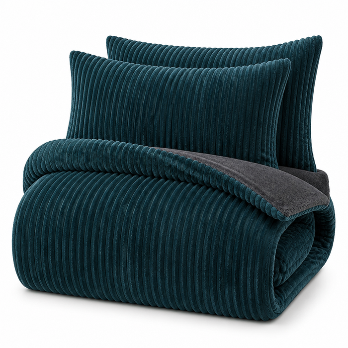 Lunvang™ Sengesett i korallfleece med 2 putevar, varmt og mykt