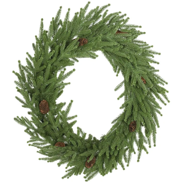 Lunvang Julekrans med kongler i kunstig norfolkgran, 61 cm