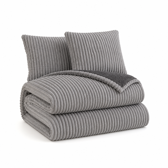 Lunvang™ Sengesett i korallfleece med 2 putevar, varmt og mykt
