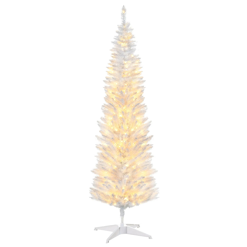 Lite hvitt juletre med varmhvite lys