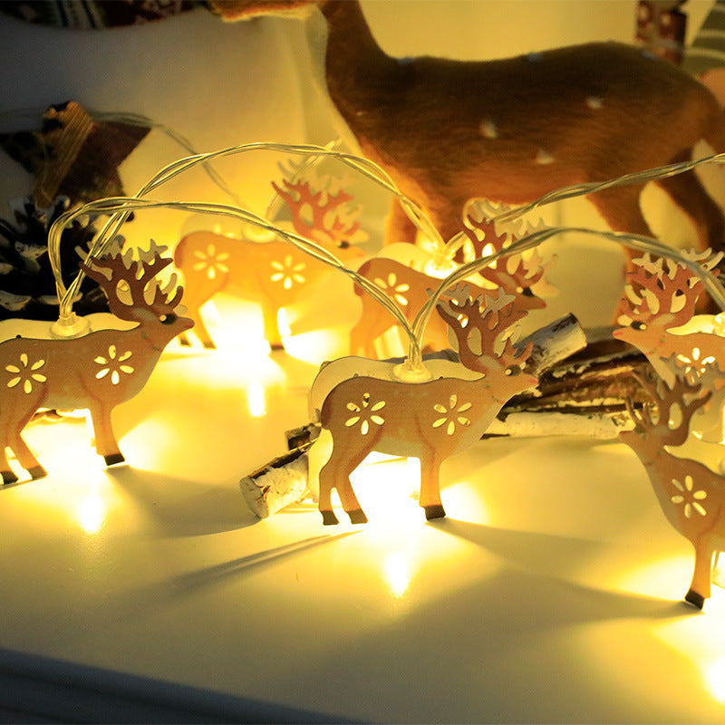 LED-lysslynge til jul med nisse, elg og snømann