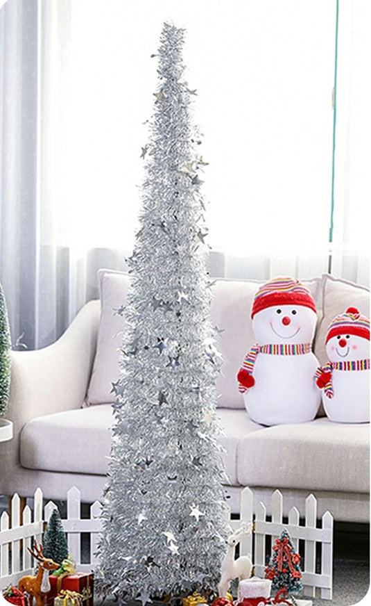 Lunvang Kunstig glitterjuletre med fot – sammenleggbart, 120 eller 150 cm