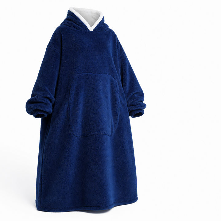 Oversized teppegenser i sherpafleece med ermer og lomme
