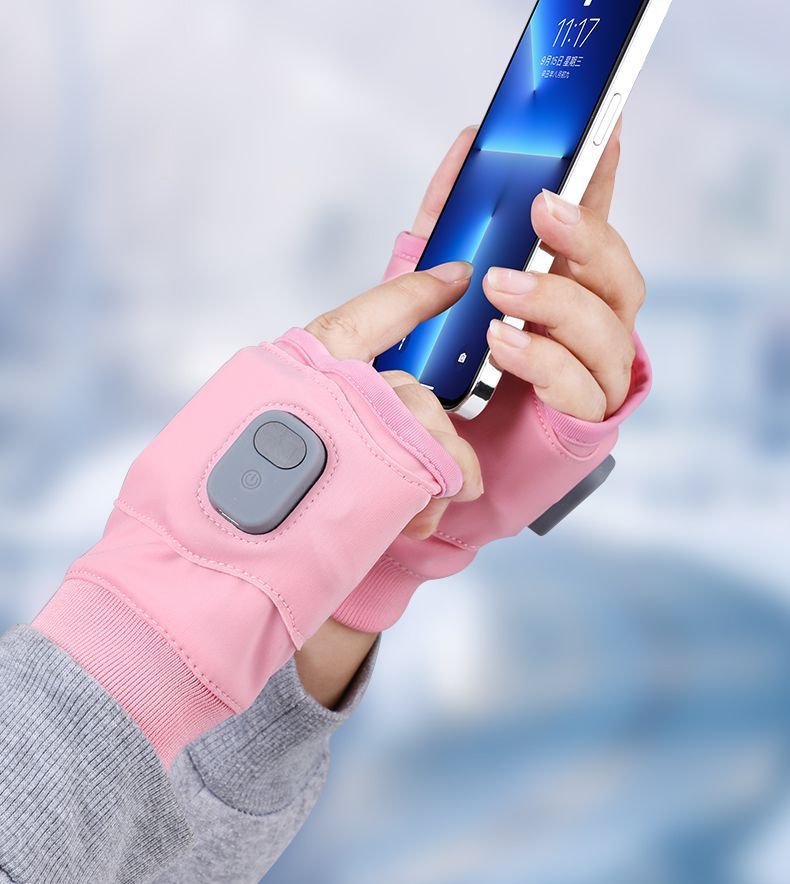 Svarte fingerløse varmehansker med display