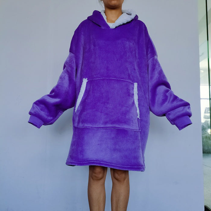 Lunvang Oversized pleddgenser med hette og sherpafôr