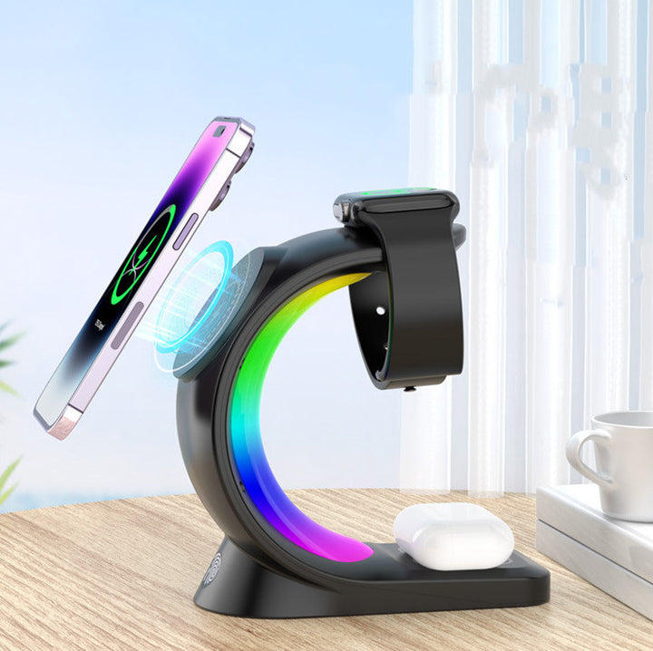 Magnetisk ladestasjon med RGB-lys
