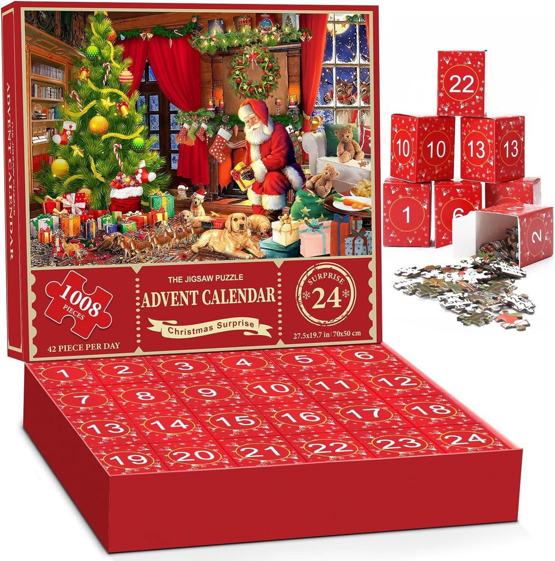 Julekalender med nummererte puslespillbokser