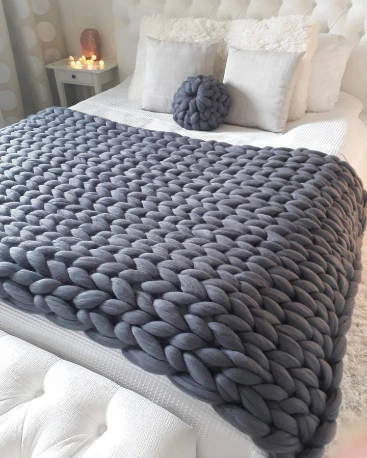 Grovstrikket pledd i myk mikrofiber, tolv farger