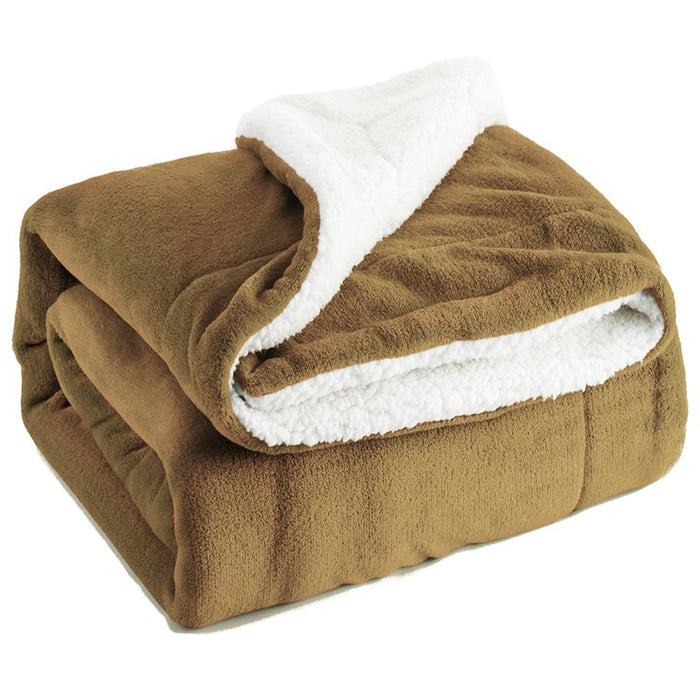 Lunvang Sherpapledd i flanell og lammeull-look – 130 × 160 cm