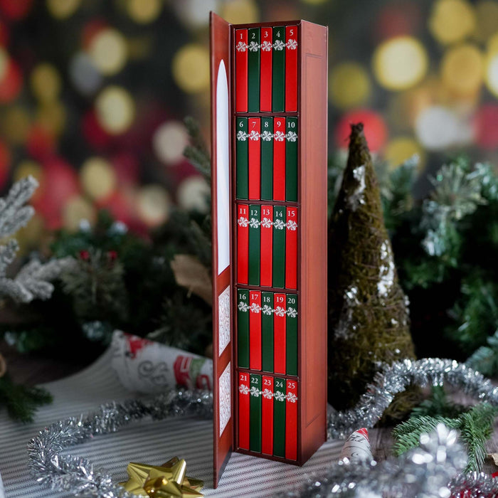 Lunvang Julekalender som bokhylle med miniatyrbøker