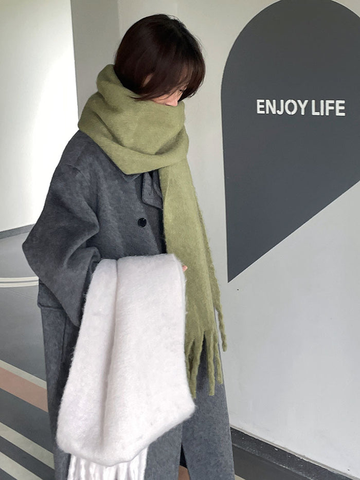 Lunvang Tykt oversized skjerf med lange dusker