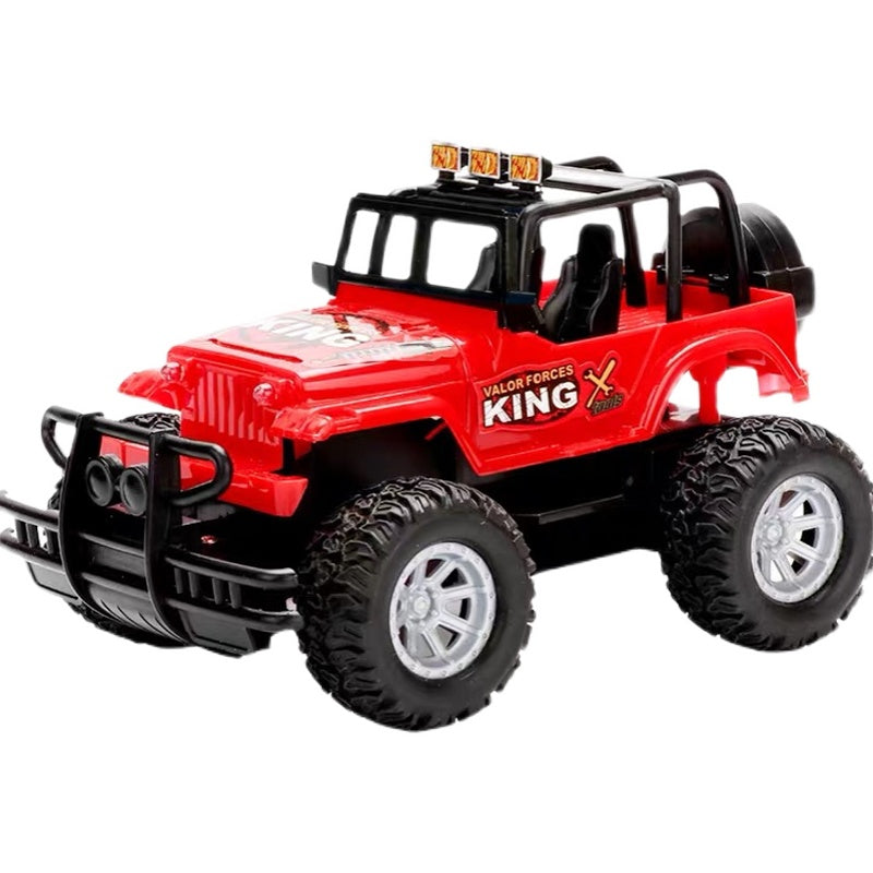 Rød radiostyrt jeep med store dekk