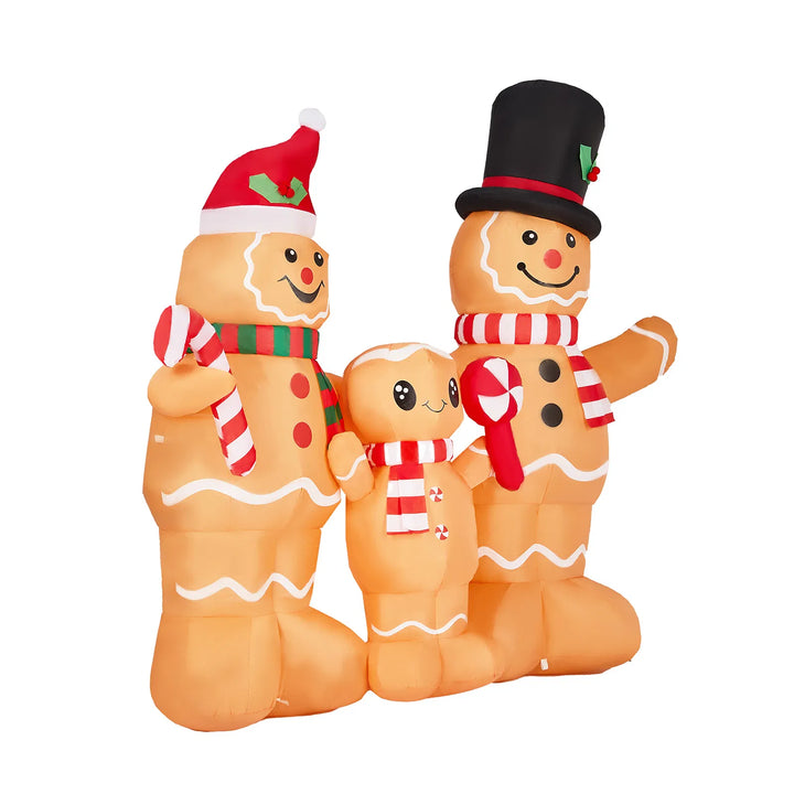 Oppblåsbar pepperkakefamilie med tre figurer