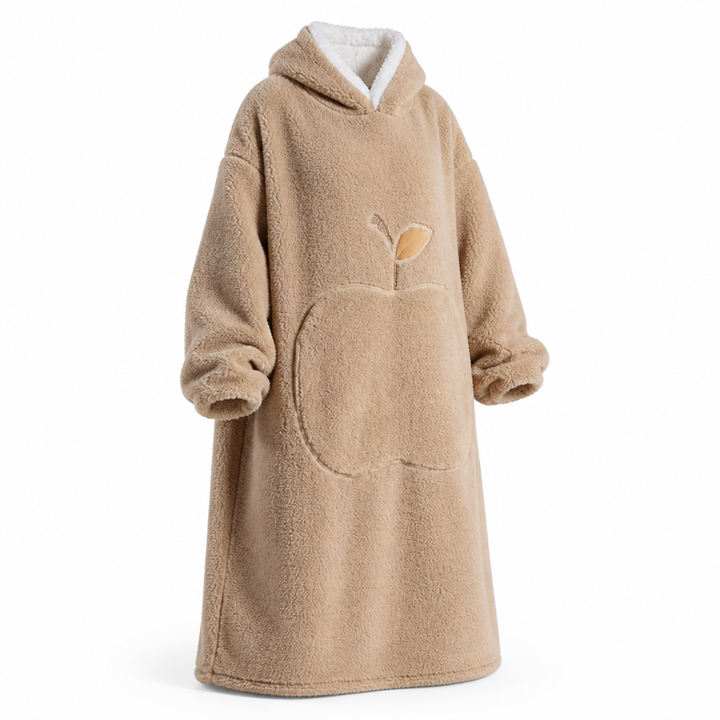 Oversized teppegenser i sherpafleece med ermer og lomme