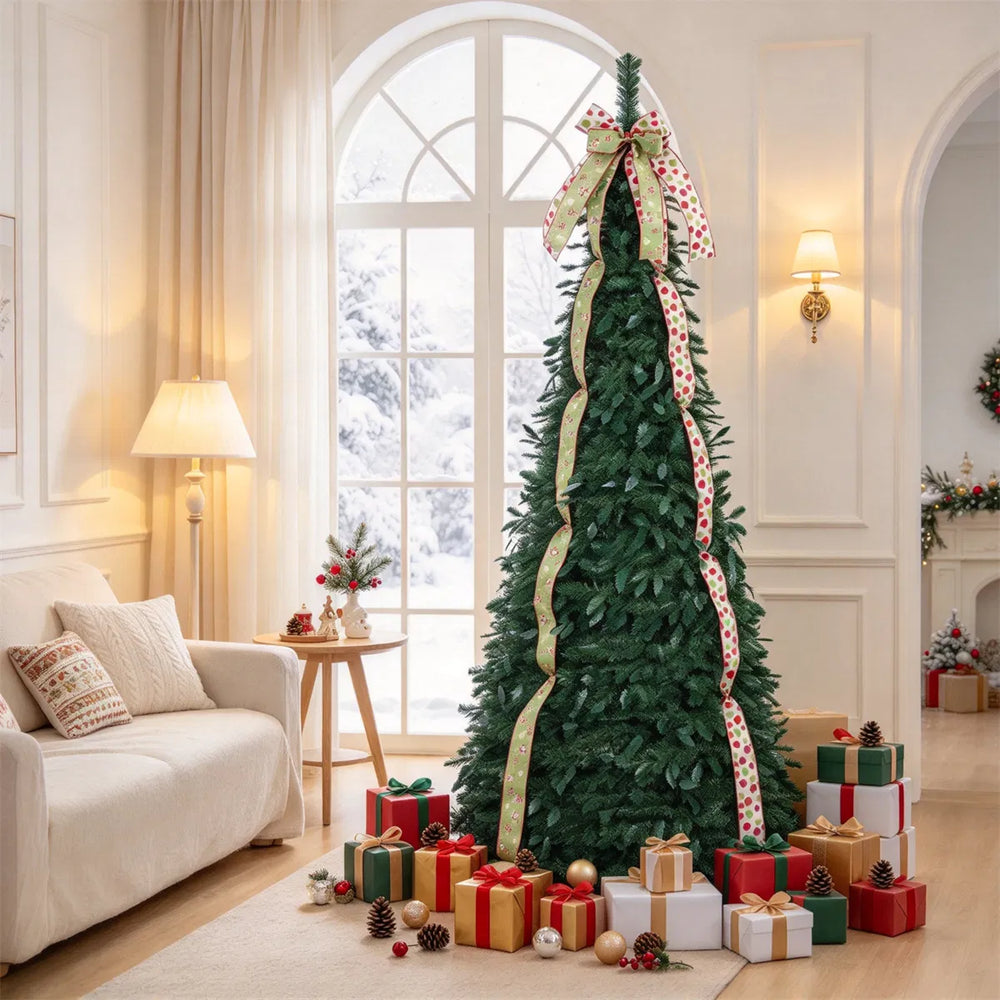 Pop-up juletre med kristtornblader og bånd