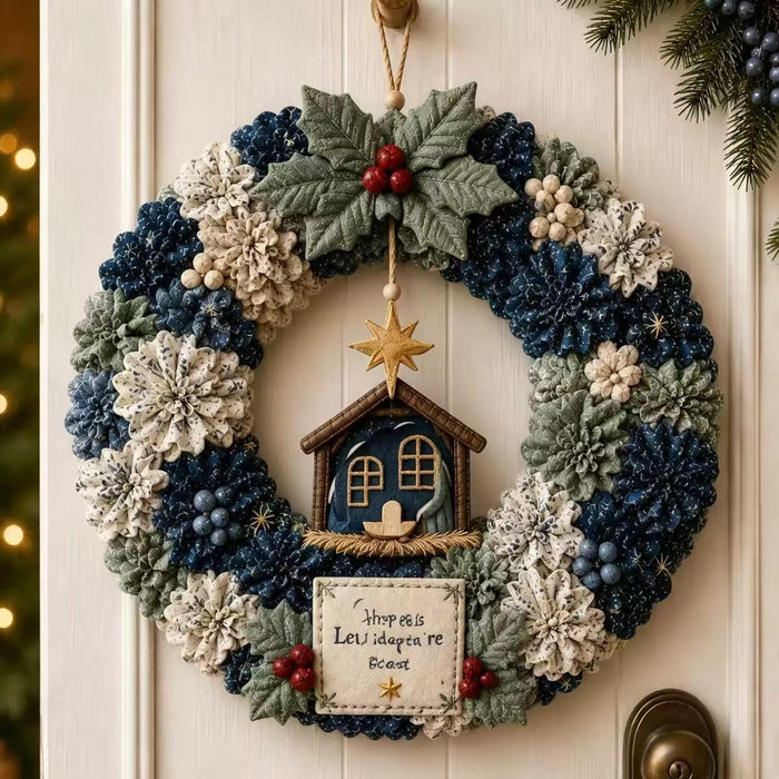 Lunvang Julekrans i stoff å lage selv med figur