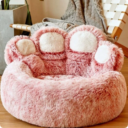 Rund hundeseng i fluffy plysj, fra liten til 3XL for vinteren