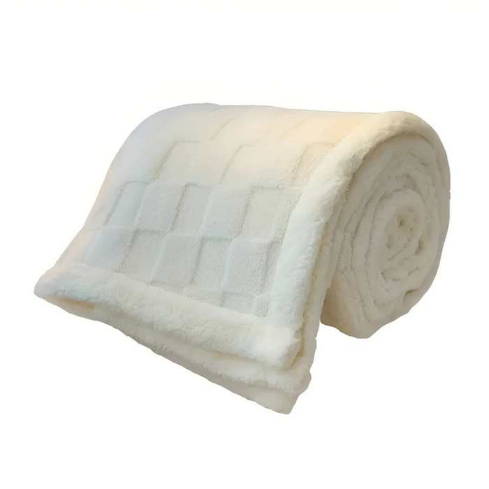Lunvang™ Dobbeltsidig teppe i fleece og sherpa, ekstra varm sofapledd