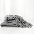 Lunvang™ Strikket pledd med dusker – mykt og lett i boho-stil