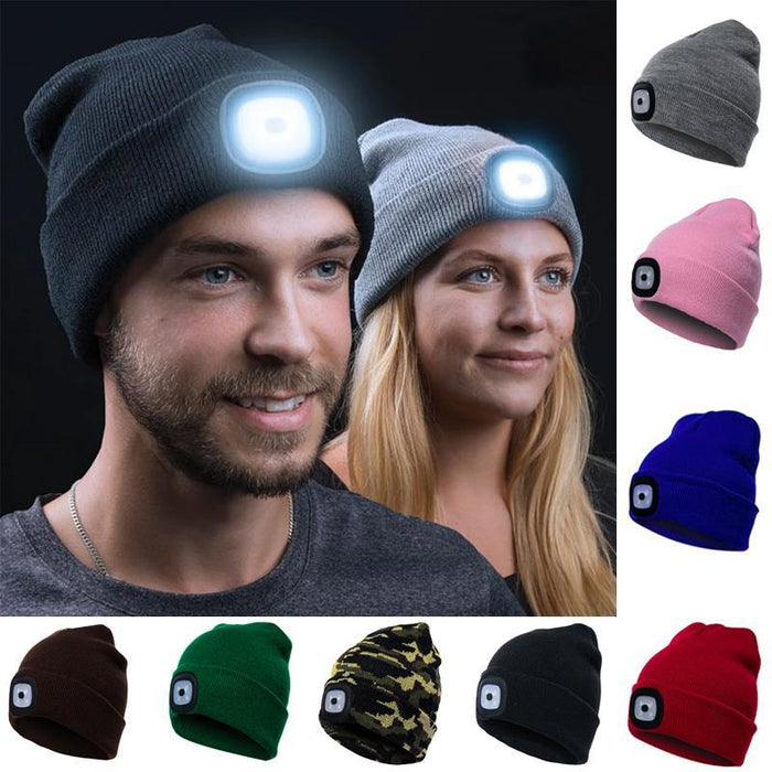 Lunvang™ Strikket lue med LED-lys og frie hender i mørket
