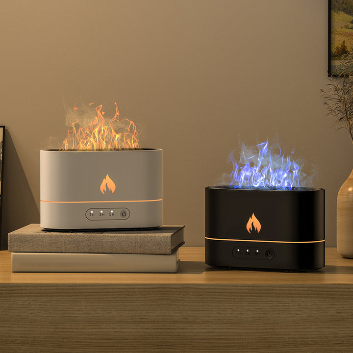 Luftfukter med flammelys, stille, kvadratisk, 5 W med USB