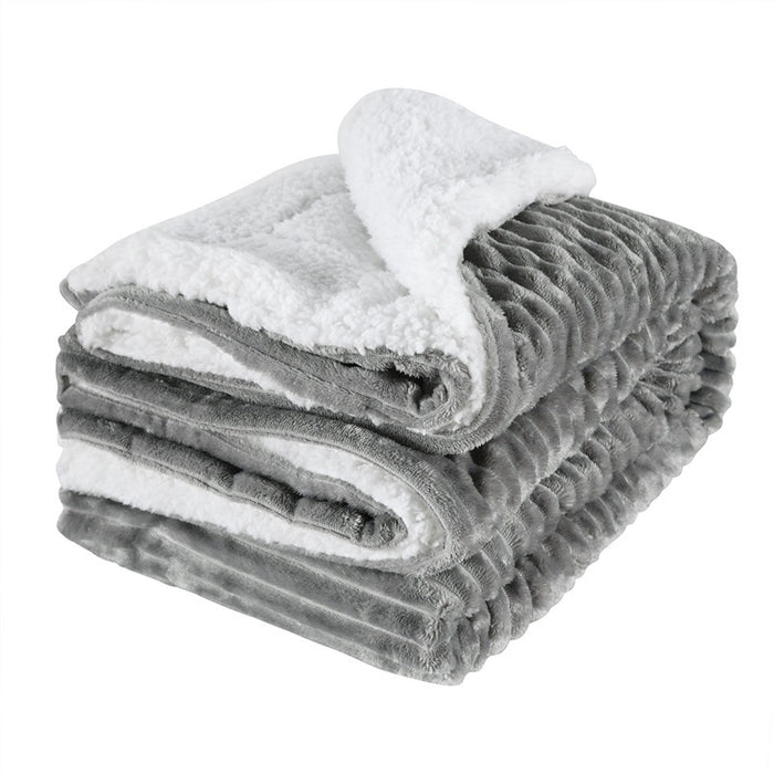 Lunvang Tykt dobbeltlagspledd med lodden sherpa på baksiden