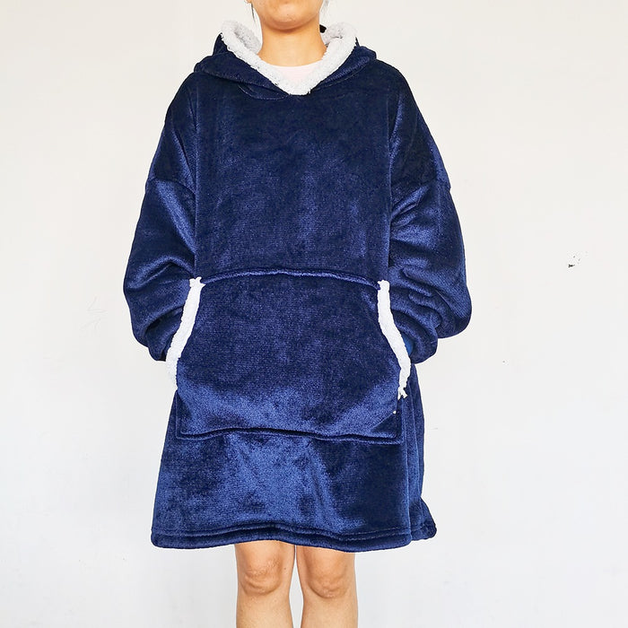 Lunvang Oversized pleddgenser med hette og sherpafôr