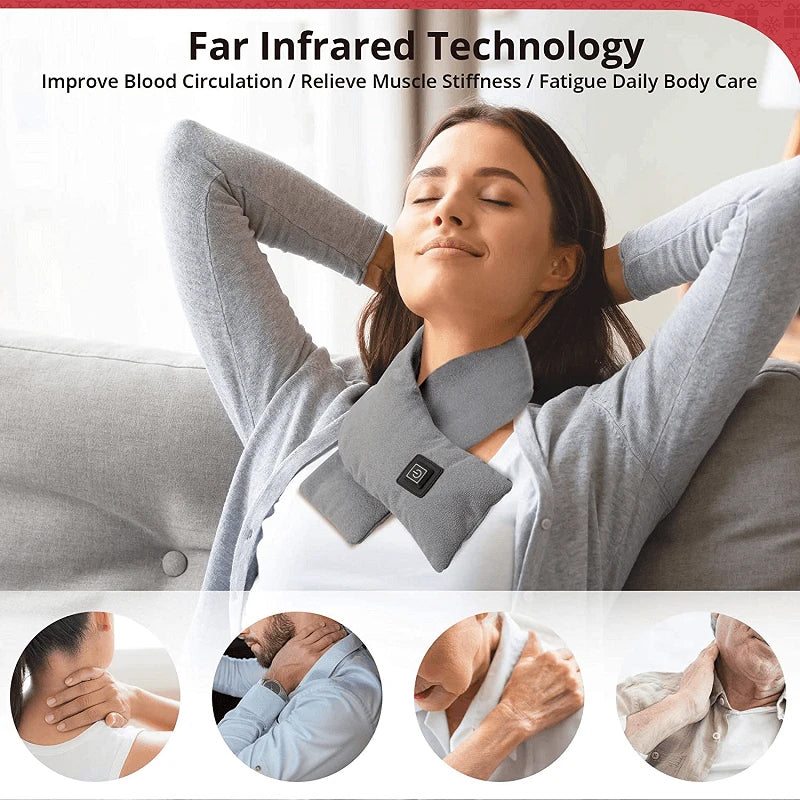 Lunvang™ USB-oppvarmet skjerf i fløyel med 3 varmenivåer opptil 52°C