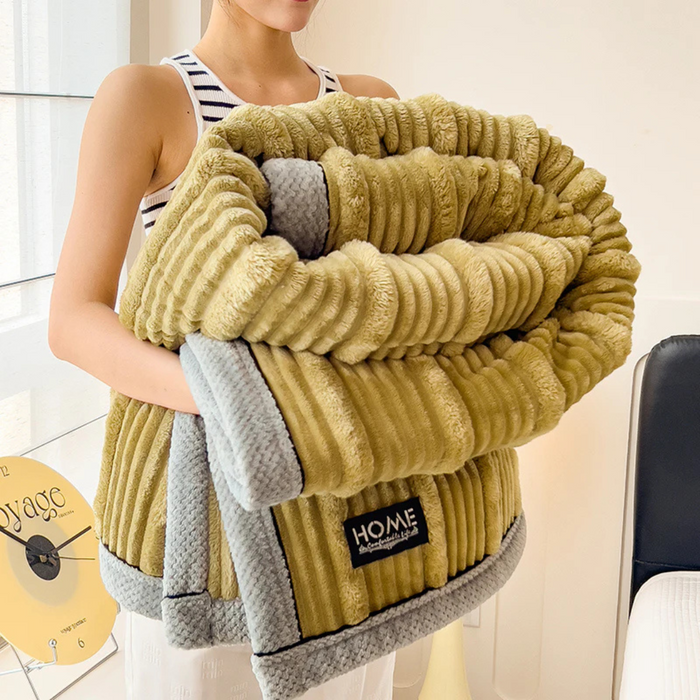 Lunvang™ Varmt plysjteppe i fleece til seng og sofa, lett og isolerende
