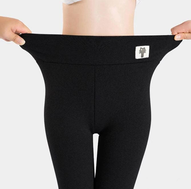 Tykke fleecefôrede termoleggings til dame