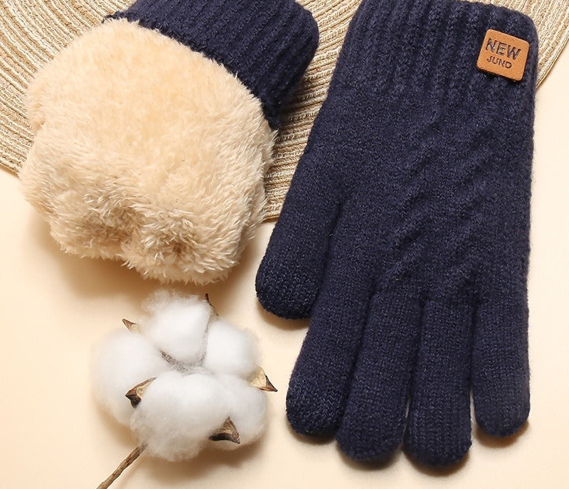 Flettestrikkede beige damehansker