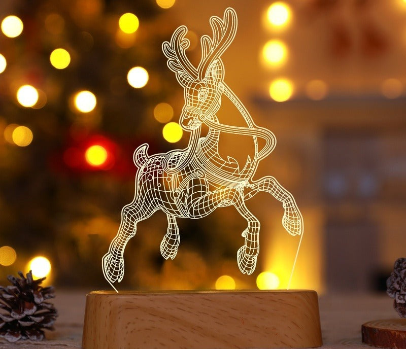 Akryllampe med gravert juletre