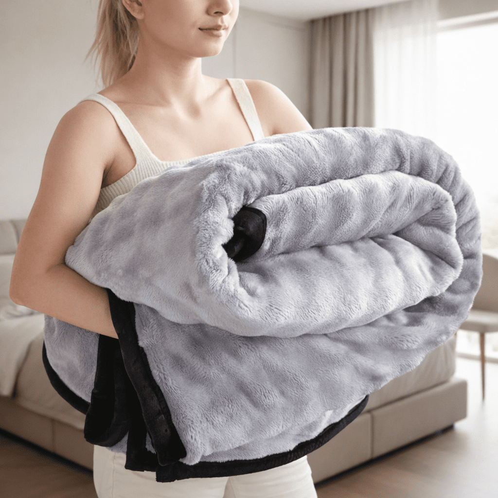 Dobbeltsidig plysjpledd i fleece, supermykt og varmt