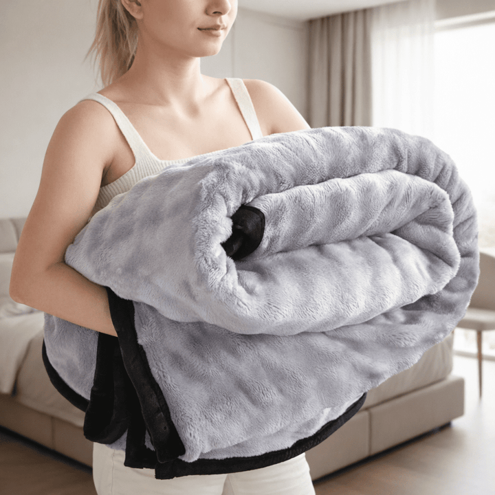 Dobbeltsidig plysjpledd i fleece, supermykt og varmt