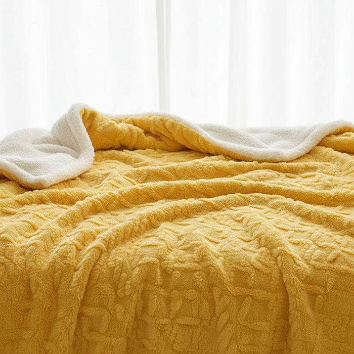 Lunvang™ Dobbeltsidig pledd i fleece og lammeull for kalde kvelder